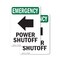 Signmission Power Shutoff (Left Arrow) With Symbol, 7 in W x Rectangle, Vinyl Decal OS-2PACK-EM-D-710-V-10525 - alternate 1